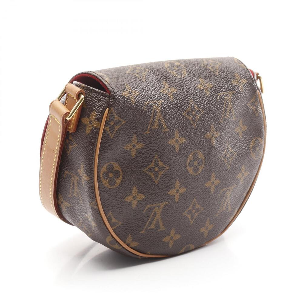 Louis Vuitton Bag Brown Shoulder Leather Tambourin Monogram Canvas